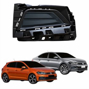 Grade Parachoque Vw Polo Virtus 2017 2018 2019 2020 Sem Furo Lado Direito Passageiro
