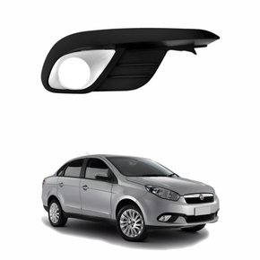 Grade Parachoque Dianteiro Fiat Gran Siena 2012 Até 2019 Com Furo Moldura Cinza Lado Direito Passageiro