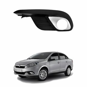 Grade Parachoque Dianteiro Fiat Gran Siena 2012 Até 2019 Com Furo Moldura Cinza Lado Esquerdo Motorista