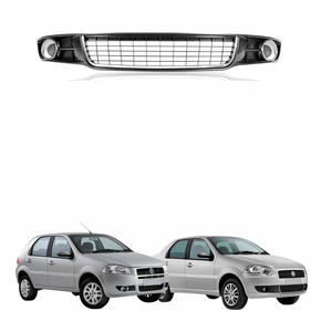 Grade Parachoque Fiat Palio Siena 2008 até 2012 Sem Furo Com Aro Cromado Cinza