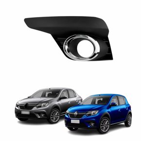 Grade Parachoque Renault Logan Sandero 2020 Até 2022 Com Furo Com Friso Cromado Lado Esquerdo Motorista