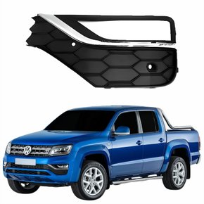 Grade Parachoque Vw Amarok 2017 Até 2021 Com Furo Cromado Lado Esquerdo Motorista
