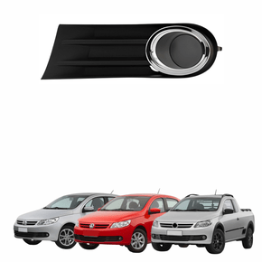 Grade Parachoque Vw Gol Voyage Saveiro G5 2008 2009 2010 2011 2012 sem Furo com Aro Cromado Lado Esquerdo Motorista