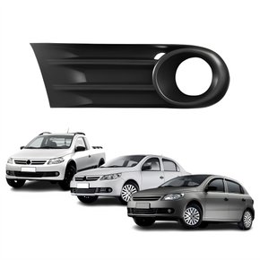 Grade Parachoque Vw Gol Voyage Saveiro G5 2009 Até 2013 Com Furo Preta Lado Esquerdo Motorista