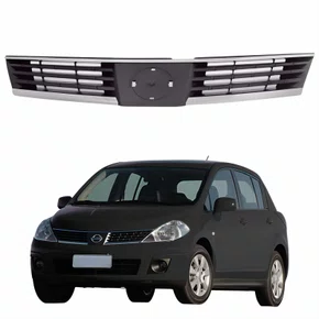 Grade Radiador Nissan Tiida 2007 2008 2009 2010 Cinza Escuro Com Friso Cromado
