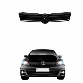 Grade Radiador Vw Gol G7 2016 2017 2018 Black Piano com Friso Cromado