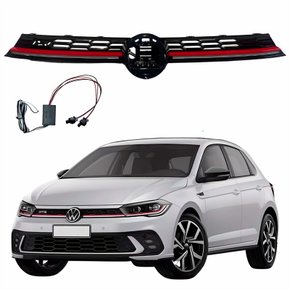 Grade Radiador Vw Polo Gts 2024 2025 Friso Vermelho Com Led
