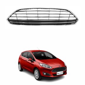 Grade Radiador Ford New Fiesta 2014 Até 2018 Com Friso Cromado