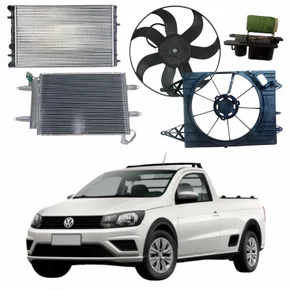 Kit Radiador Vw Saveiro 2009 Até 2021 Com Ar Condicionado
