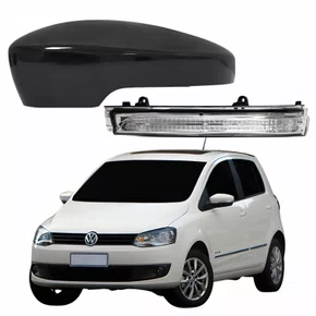 Kit Capa Com Pisca Retrovisor Vw Fox 2013 2014 2015 2016 Liso Lado Esquerdo Motorista