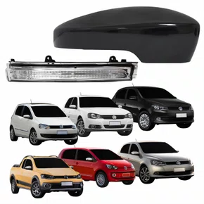 Kit Capa Com Pisca Retrovisor Vw Fox Gol Saveiro Voyage 2013 Até 2016 Golf Up 2013 2014 Liso Lado Direito Passageiro