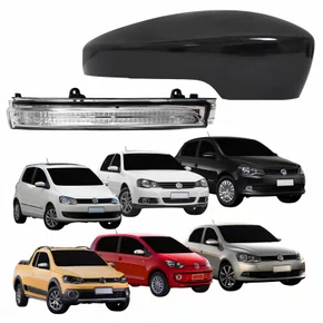 Kit Capa Com Pisca Retrovisor Vw Fox Gol Saveiro Voyage 2013 Até 2016 Golf Up 2013 2014 Liso Lado Direito Passageiro