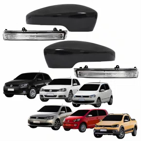 Kit Capa Com Pisca Retrovisor Vw Fox Gol Saveiro Voyage 2013 Até 2016 Golf Up 2013 2014 Texturizado