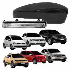 Kit Capa Com Pisca Retrovisor Vw Fox Gol Saveiro Voyage 2013 Até 2016 Golf Up 2013 2014 Texturizado Lado Direito Passageiro
