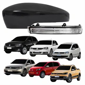 Kit Capa Com Pisca Retrovisor Vw Fox Gol Saveiro Voyage 2013 Até 2016 Golf Up 2013 2014 Texturizado Lado Esquerdo Motorista
