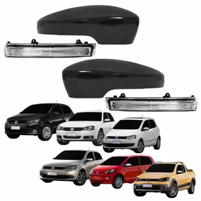 Kit Capa Com Pisca Retrovisor Vw Fox Gol Saveiro Voyage G6 2013 2014 2015 2016 Golf Up 2013 2014 Liso