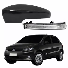 Kit Capa Com Pisca Retrovisor Vw Gol G6 2013 2014 2015 2016 Liso Lado Esquerdo Motorista