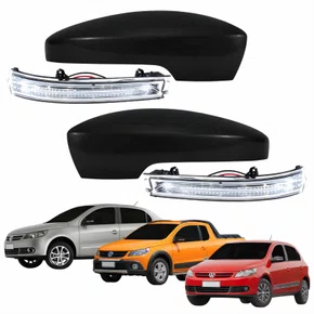 Kit Capa Com Pisca Retrovisor Vw Gol Saveiro Voyage G5 2008 2009 2010 2011 2012 Texturizado