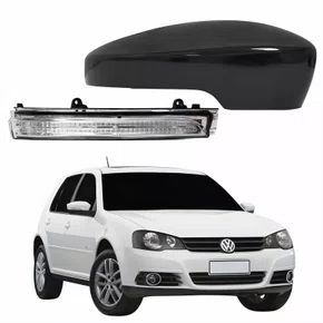 Kit Capa Com Pisca Retrovisor Vw Golf 2013 2014 Liso Lado Direito Passageiro
