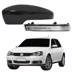 Kit Capa Com Pisca Retrovisor Vw Golf 2013 2014 Liso Lado Esquerdo Motorista