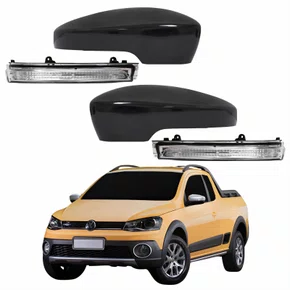 Kit Capa Com Pisca Retrovisor Vw Saveiro G6 2013 2014 2015 2016 Liso