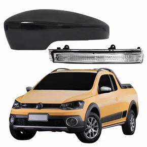 Kit Capa Com Pisca Retrovisor Vw Saveiro G6 2013 2014 2015 2016 Liso Lado Esquerdo Motorista