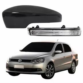 Kit Capa Com Pisca Retrovisor Vw Voyage G6 2013 2014 2015 2016 Liso Lado Esquerdo Motorista