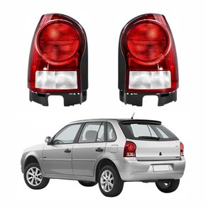 Kit de Lanterna Traseira Vw Gol G4 2005 Até 2012 Carcaça Preta Bicolor Cristal