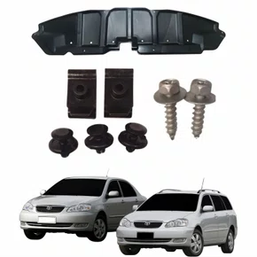KIT Defletor Central Parachoque Dianteiro Toyota Corolla Fielder 2003 Até 2008 + Presilhas