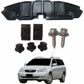 KIT Defletor Central Parachoque Dianteiro Toyota Fielder 2003 Até 2008 + Presilhas