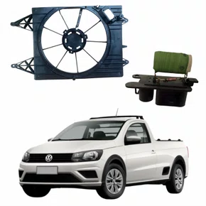 Kit Defletor Ventoinha Vw Saveiro 2009 Até 2021 Com Resistência