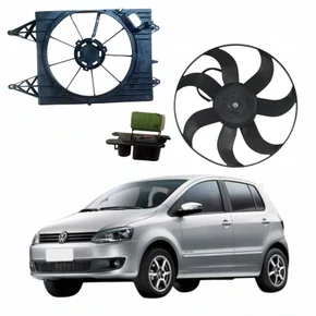 Kit Eletroventilador + Defletor Ventoinha Vw Fox 2006 Até 2012 Com Resistência