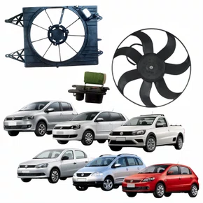Kit Eletroventilador + Defletor Ventoinha Vw Fox Spacefox Polo 2006 Até 2012 Gol Voyage Saveiro 2009 Até 2021 Com Resistência