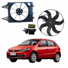 Kit Eletroventilador + Defletor Ventoinha Vw Gol 2009 Até 2021 Com Resistência