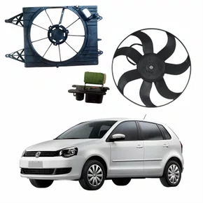 Kit Eletroventilador + Defletor Ventoinha Vw Polo 2006 Até 2012 Com Resistência