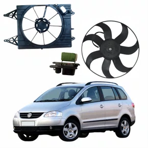 Kit Eletroventilador + Defletor Ventoinha Vw Spacefox 2006 Até 2012 Com Resistência