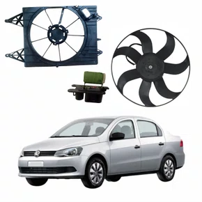 Kit Eletroventilador + Defletor Ventoinha Vw Voyage 2009 Até 2021 Com Resistência