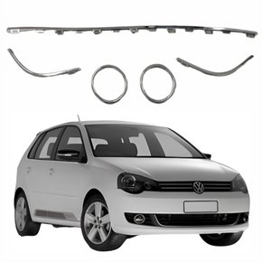 Kit Friso Cromado Parachoque Vw Polo 2012 Até 2016 - 05 Peças