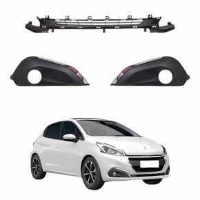 Kit Grade Parachoque Peugeot 208 2017 2018 2019 2020 Central E Milha Com Furo Friso Cromado