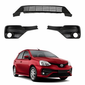 Kit Grade Parachoque Dianteiro Toyota Etios 2017 Até 2020 Central E Milha Com Furo