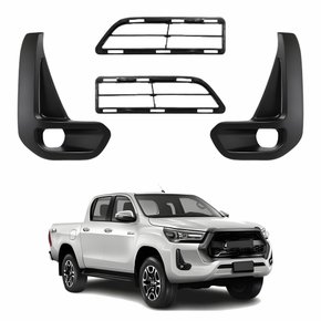 Kit Grade Parachoque Dianteiro Toyota Hilux Srv 2021 2022 2023 Central E Milha Preto Texturizado