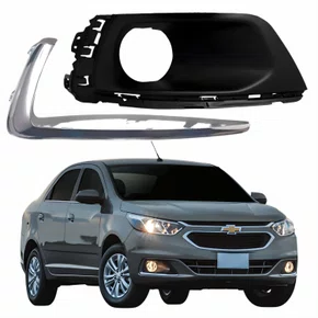 Kit Moldura Grade Farol Auxiliar Gm Cobalt 2016 2017 2018 2019 2020 Com Furo Friso Cromado Lado Direito Passageiro