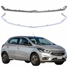 Kit Moldura Grade Radiador Gm Onix 2017 2018 2019 Inferior Superior Cinza