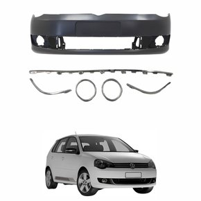 Kit Parachoque Dianteiro e Friso Cromado Vw Polo 2012 2013 2014 2015 2016