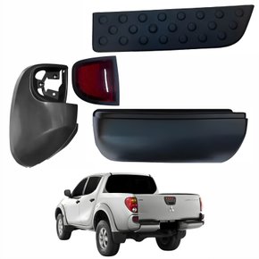 Kit Parachoque + Pisante + Ponteira + Refletor Traseiro Mitsubishi L-200 Triton 2008 Até 2014 Lado Esquerdo Motorista