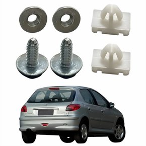Kit Presilha Friso Tampa Traseira Peugeot 206 Hatch 2004 2005 2006 2007 2008 Com 6 Peças
