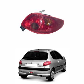 Lanterna Peugeot 206 2004 Até 2009 Toda Vermelha Lado Direito Passageiro
