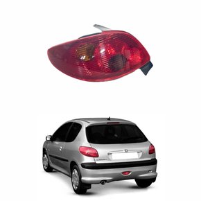 Lanterna peugeot 206 2004 Até 2009 Toda Vermelha Lado Esquerdo Motorista