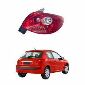 Lanterna Peugeot 207 Hatch 2008 Até 2016 Bicolor Cristal Grade da Ré Vermelha Lado Direito Passageiro