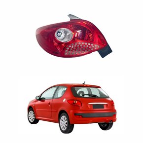 Lanterna Peugeot 207 Hatch 2009 Até 2015 Bicolor Cristal Grade da Ré Vermelha Lado Esquerdo Motorista